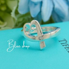Tiffany & Co. Paloma Picasso 1P Diamond Loving Heart Ring Size 5.25 Silver 925