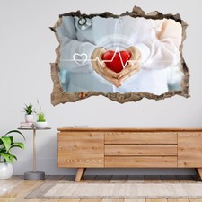 Doctor Stethoscope Heart Hospital 3d Smashed View Wall Sticker Poster Decal A924
