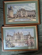 Chateau De Chenonceau And Chambon 2 Framed Tapestries Cross Stitch Pictures W239