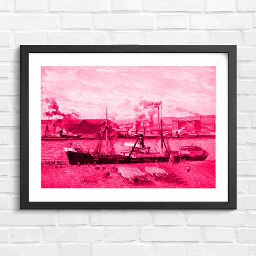 Industrial harbor barges smoke - barges,