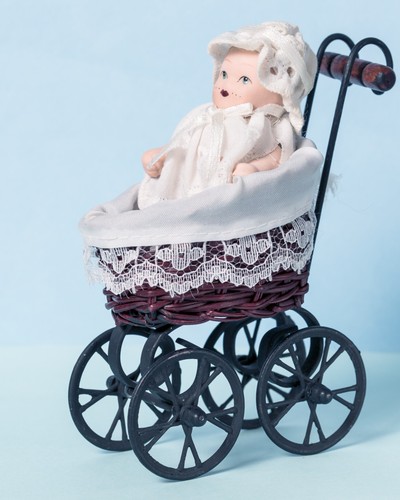 Vintage miniature doll wicker - miniature,