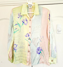 Beautiful Vintage Pure Silk Escada Margaretha Ley Printed blouse Size EU 42 UK14
