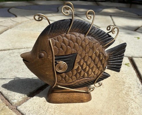 Decorative carved wooden fish - carved,