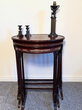 RAF Interest A Nest Of 3 Edwardian Mahogany Oval Occasional Tables Stamped “AM”