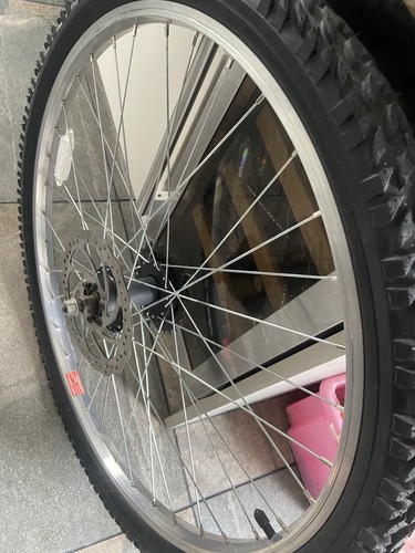 Black front wheel mtb - front,