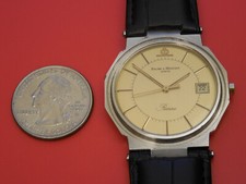 BAUME MERCIER SOLID STEEL RIVIERA 35MM COLLECTIBLE WATCH WITH DEPLOYMENT STRAP