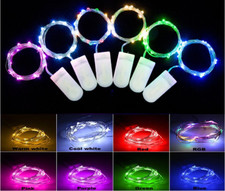LED String Light 2m Wire 20 LED Flat Fairy Christmas Up Wine Bottle Glow Battery