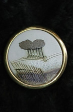 PAUL GOODERHAM Ceramic Art Paperweight with Stuart Houghton England Solid Brass