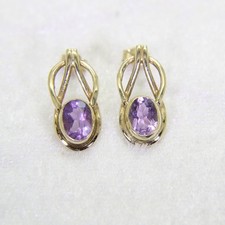 Ortak 9ct Gold Amethyst Stud Earrings