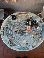Job Lot Costume Jewellery Necklaces Broaches, Watches, Rings, Pearls. Car Boot