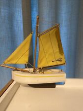 Vintage Wooden Bosun Boats 11.5" Yellow Sailing Boat Yacht Pond Lake by Reeves