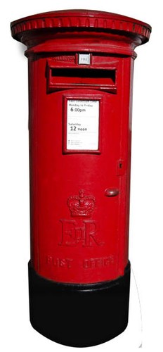 Red post box - box,