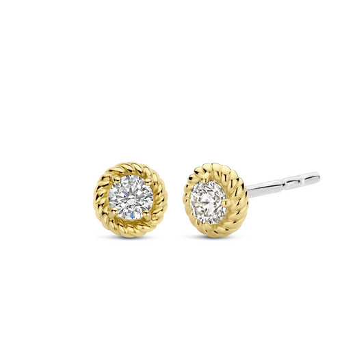 Milano round stud earrings - cz,