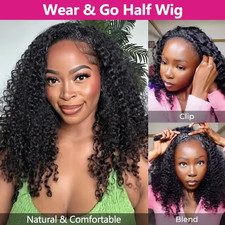 3 IN 1 Curly Half Wig Human