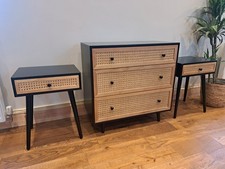Rattan Drawers and 2 Bed Side Tables