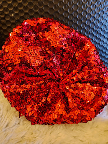 Women red sequin beret hat - women’s,