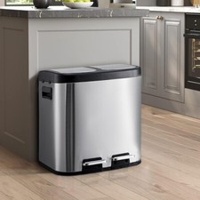 Stainless Steel Recycle Bin Indoor Recycling Waste Bin With Lid Home / Kitchen