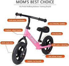 Balance Bike for Kids Toddlers No Pedal Bicycle Adjustable Seat