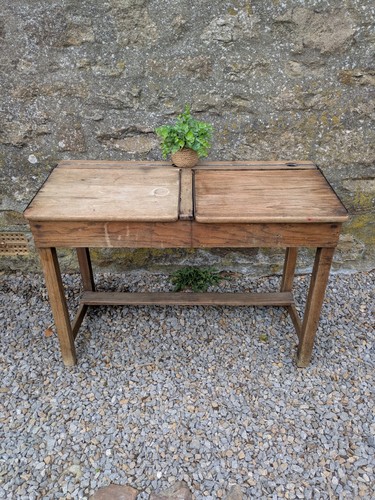 Vintage double school desk - vintage,