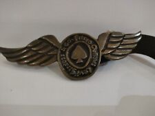 Vintage Levi Strauss & Co Frisco Outlaws MC Biker Leather Belt Metal Buckle RARE