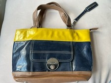 Principles By Ben de Lisi Mustard Yellow/Navy/Brown Handbag. Cotton Lining