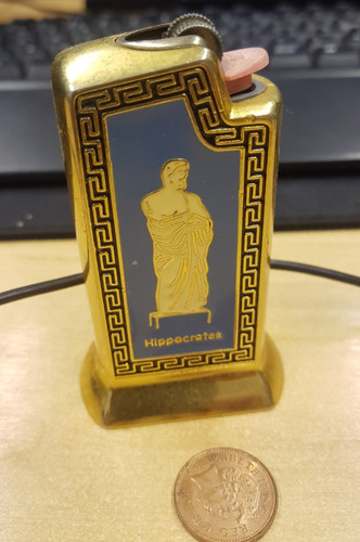 Brass covered table lighter - brass,