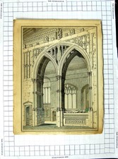 Original Old Antique Print