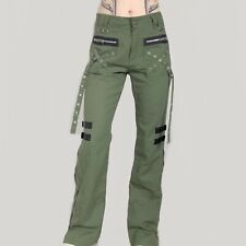 Cargo Pants 10 S Khaki Flared Alt Cyber Punk 90s Eyelet Zips D-ring Army y2k