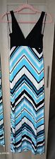 Maxi dress, black, turquoise and cream colours, size 12, Jane Norman