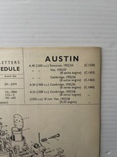 ZENITH CARBURETTOR SERVICE BULLETIN AUSTIN A40 A50 A55 30VIG8 30VIG10