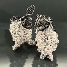 Vintage Handcrafted Wire Glass Beaded White Black Face Sheep Beadworx Figure X 2