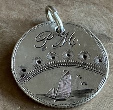 1800’s  Love Token Engraved PM P M Boat Fireworks US Coin