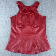 PINUP Couture NEW Deadly Dames Red Faux Leather Sleeveless Corset Top Womens Med