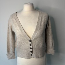 Marks & Spencer Autograph 100% Pure Cashmere Short Cardigan Pale Grey Size 12