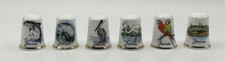 Set of 6 Birchcroft Florida Thimbles depicting local animals and birds