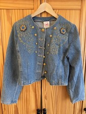 Vintage Denim Cropped Jacket with Gold Details size Small