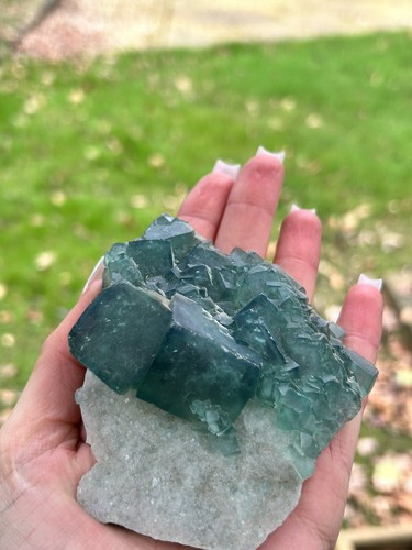 Green cubic fluorite - cubic, crystal