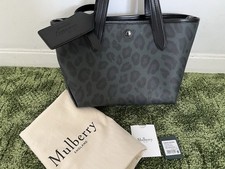 Mulberry Small Harper Green Leopard Printed Scotchgrain Tote Shoulder Bag EXC