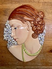 VINTAGE BESWICK ART DECO HYACINTH LADY WITH BEADS WALL PLAQUE - MODEL 436