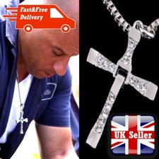 SILVER CROSS CHAIN NECKLACE Fast Furious Dominic Toretto Pendant  Men & Women UK