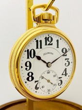 1923 Illinois 16S 21J RR Bunn Special Display Clear Back Pocket Watch Runs
