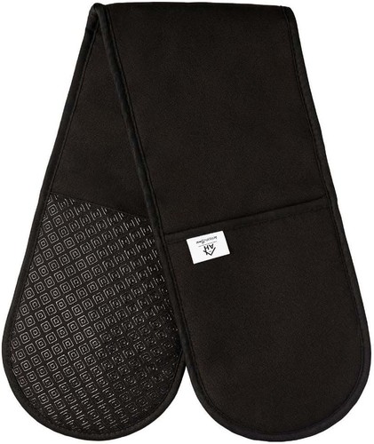 Black double oven gloves heat - black,