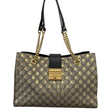 Gucci Women's Padlock GG Supreme Bee Tote Bag Black