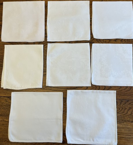 White cotton damask napkins - white,