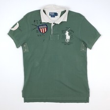 Ralph lauren Big Pony Polo Shirt Medium Vintage Military Army USA Flag Crest