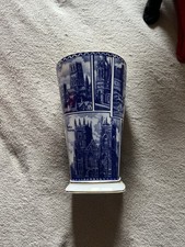 Ringtons Landmark Vase Blue & White Pottery Bone China Vintage