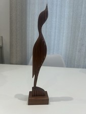 hand-crafted wooden bird heron figurine sculpture