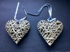 2x Wicker Hearts Wall Hanging