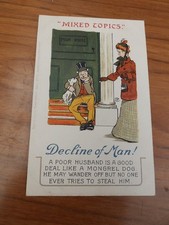 Novelty Humour  Postcard Decline of Man - Husband like a mongrel dog