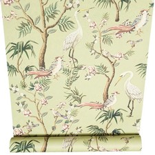 Green Floral Birds Wallpaper